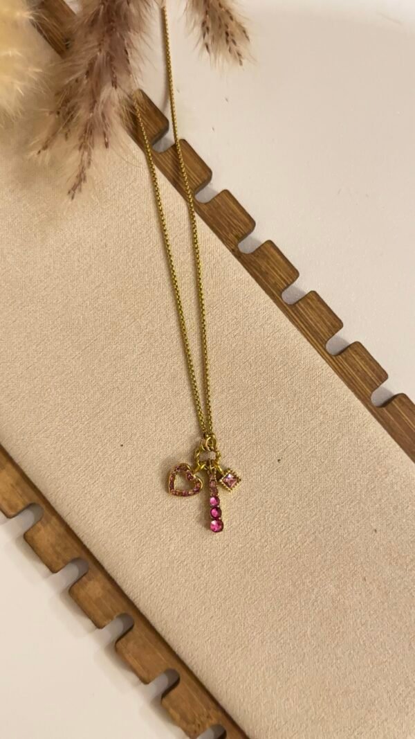 Pink charm necklace