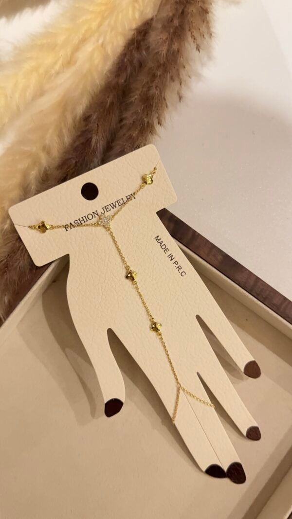 Plain & stoned clover hand chain