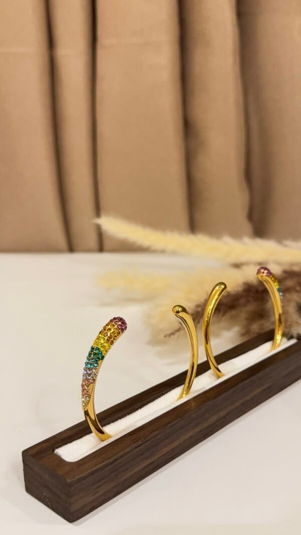 Multicolor pave cuff bangle